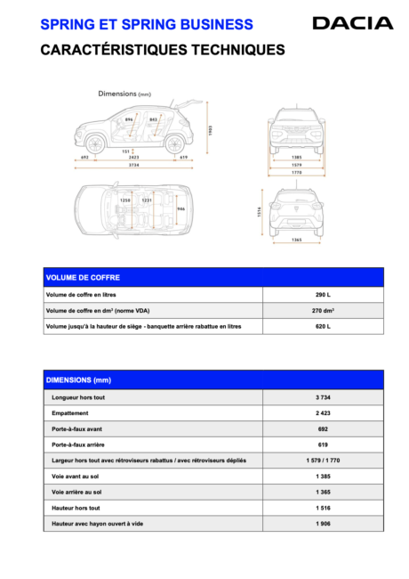 2-2021 - Nouvelle Dacia SPRING - Fiche Constructeur (Kit Presse Dacia)