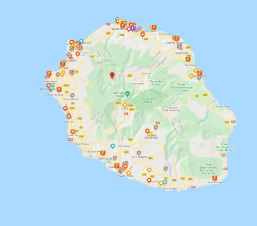 Carte Chargemap des bornes installés à la Réunion