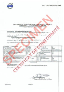 Certificat de conformité